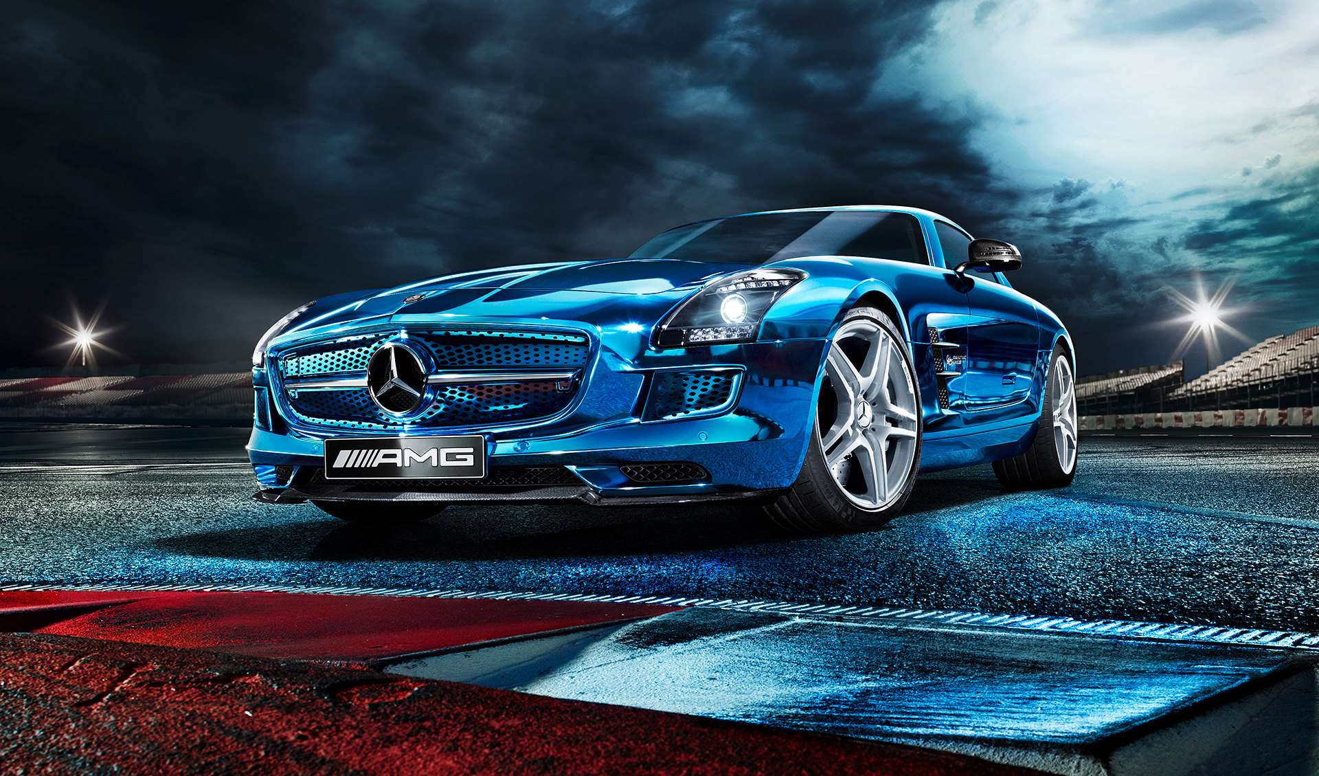 Kai Tietz; anke luckmann; Transportation; barcelona; beauty; mercedes-benz; sls, amg, racetrack, night, electric, circuit de barcelona, jvm