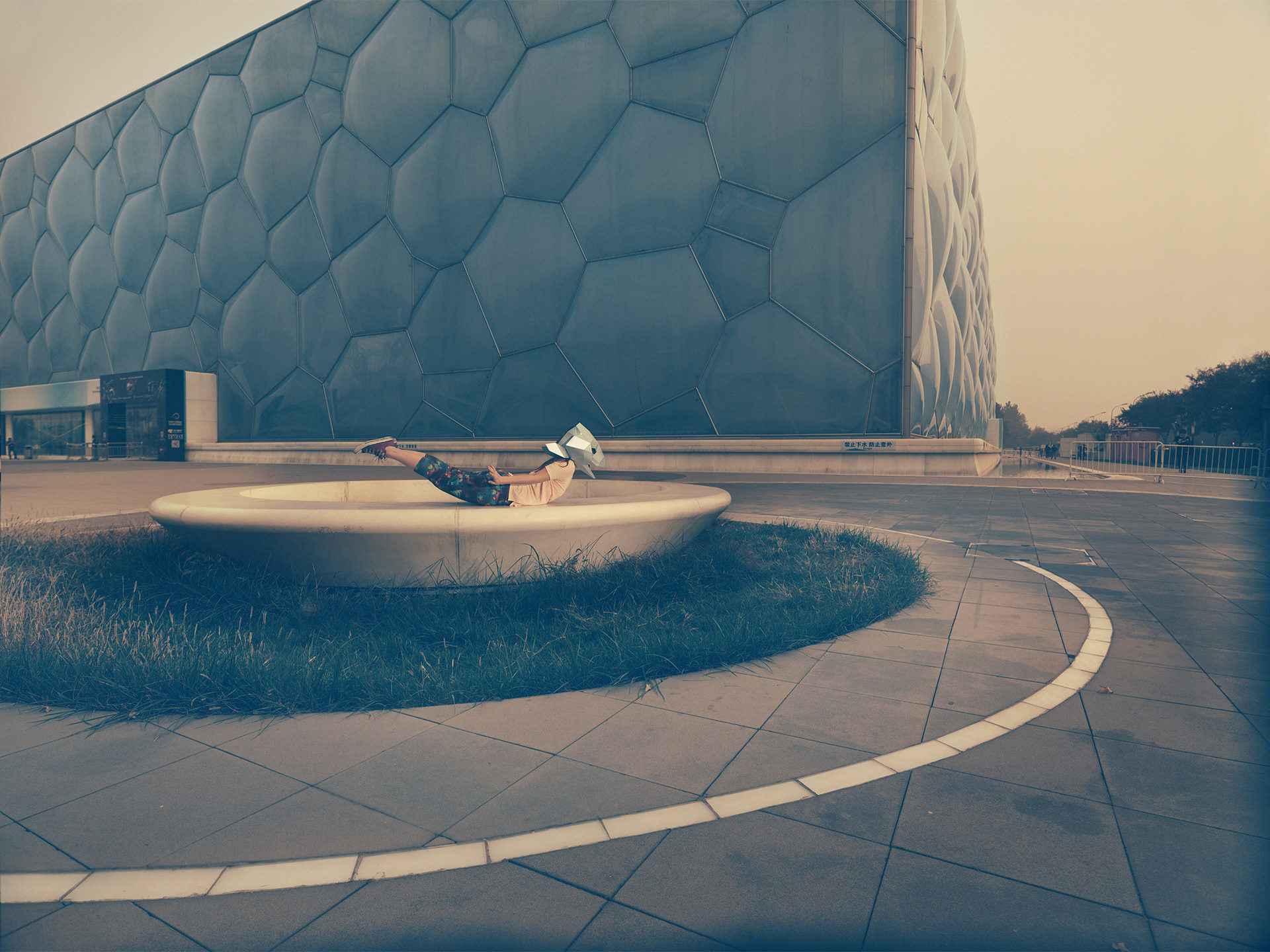 ©ankeluckmann1779, anke luckmann, china, beijing, water cube, personal work, mask, model: edina, mask: wintercroft, night