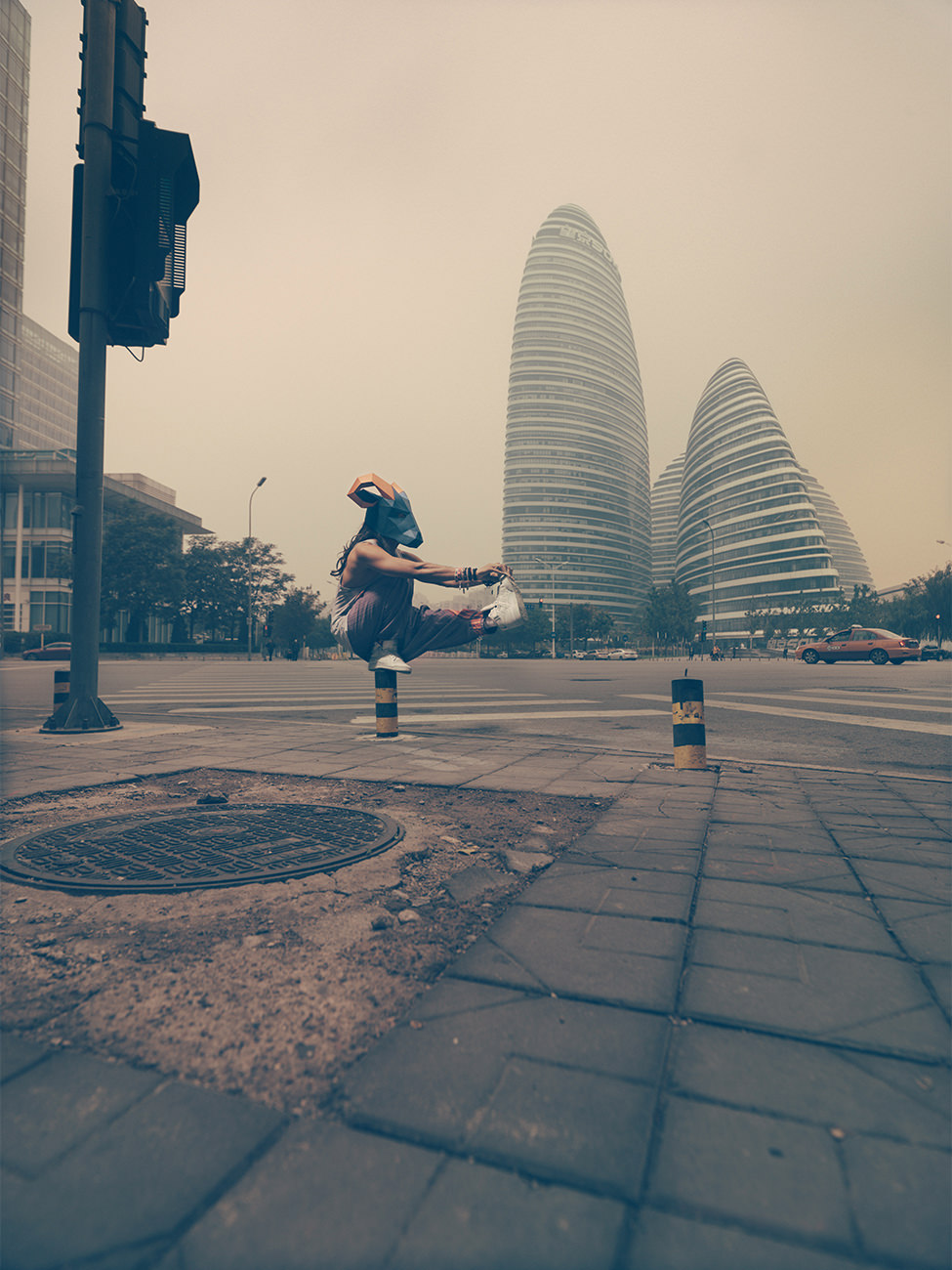©ankeluckmann1783, 2016, china, beijing, personal work, mask, soho building, model: sonny, mask: wintercroft