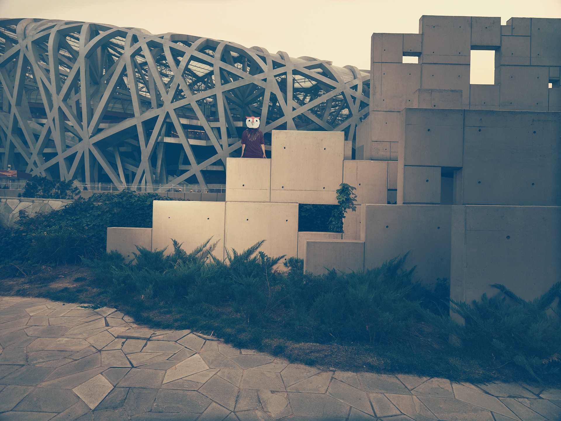 ©ankeluckmann1786, wintercroft, masken, beijing,china, www.ankeluckmann.com, parkour, peking, fine art, personal work, urban, goes awards, birds nest, architects Jacques Herzog and Pierre de Meuron of Herzog & de Neuron, owl
