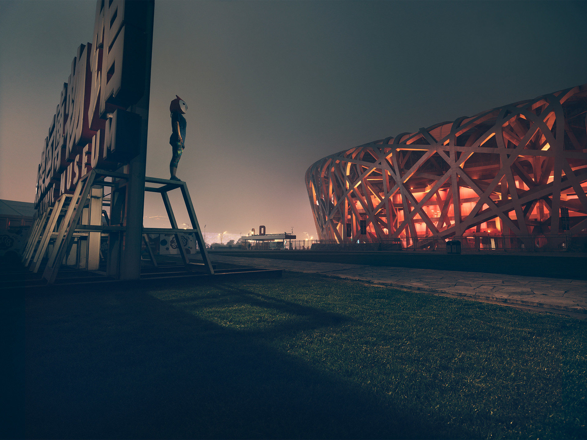 ©ankeluckmann1791, wintercroft, masken, beijing,china, www.ankeluckmann.com, parkour, peking, fine art, personal work, urban, goes awards, birds nest, architects Jacques Herzog and Pierre de Meuron of Herzog & de Neuron, night, owl