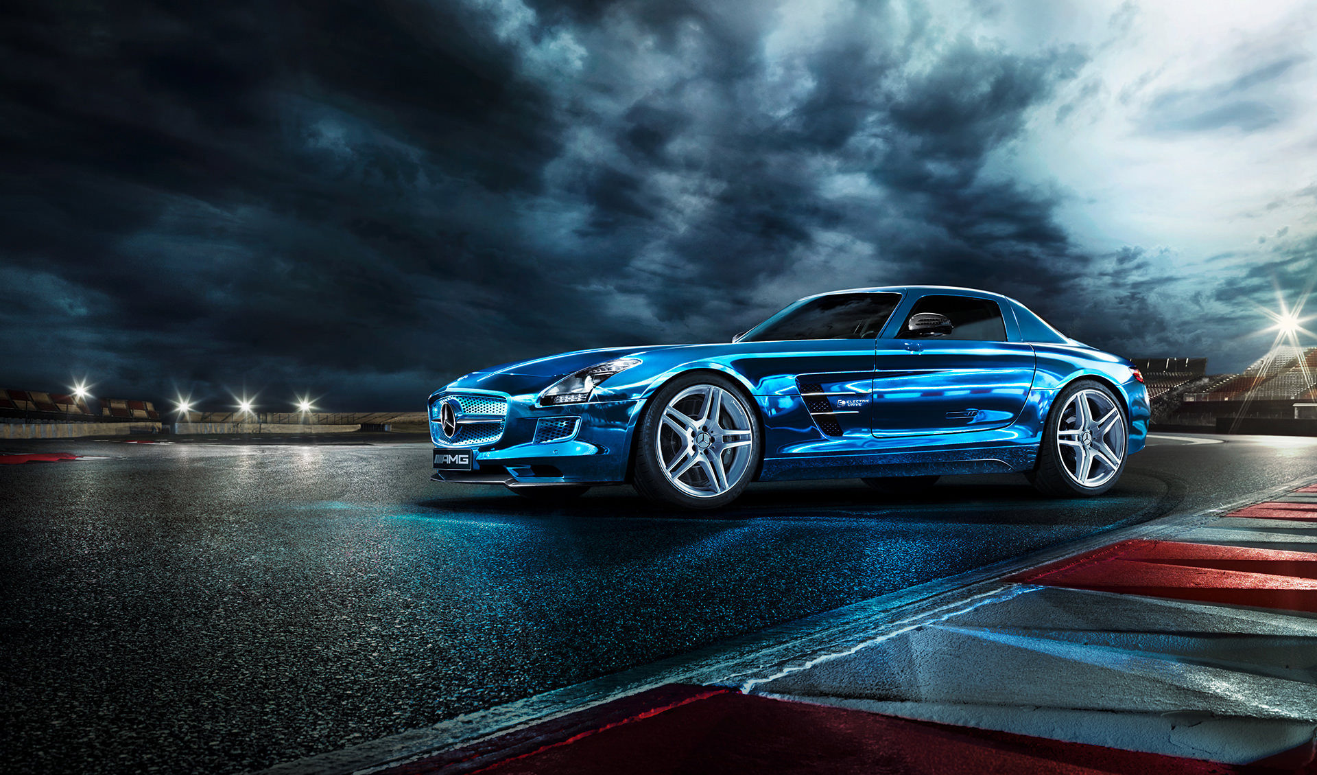 Kai Tietz; anke luckmann; Transportation; barcelona; beauty; mercedes-benz; sls, amg, racetrack, night, electric, circuit de barcelona, jvm