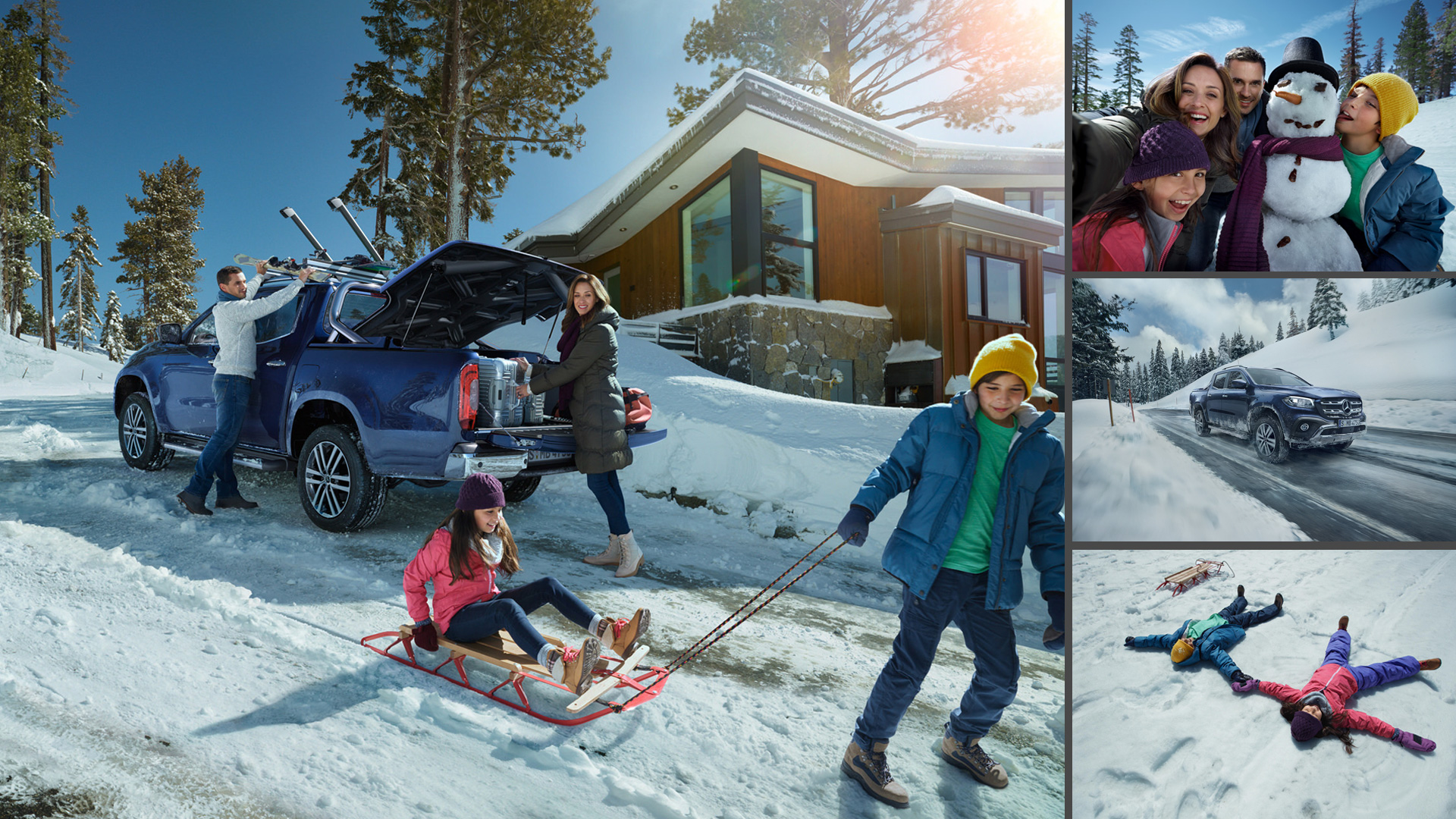 ©ankeluckmann x snow, Mercedes Benz X-Klasse, Anke Luckmann, ©ankeluckmann, campaign, LLR, kai tietz, www.ankeluckmann.com, recom, snow, family